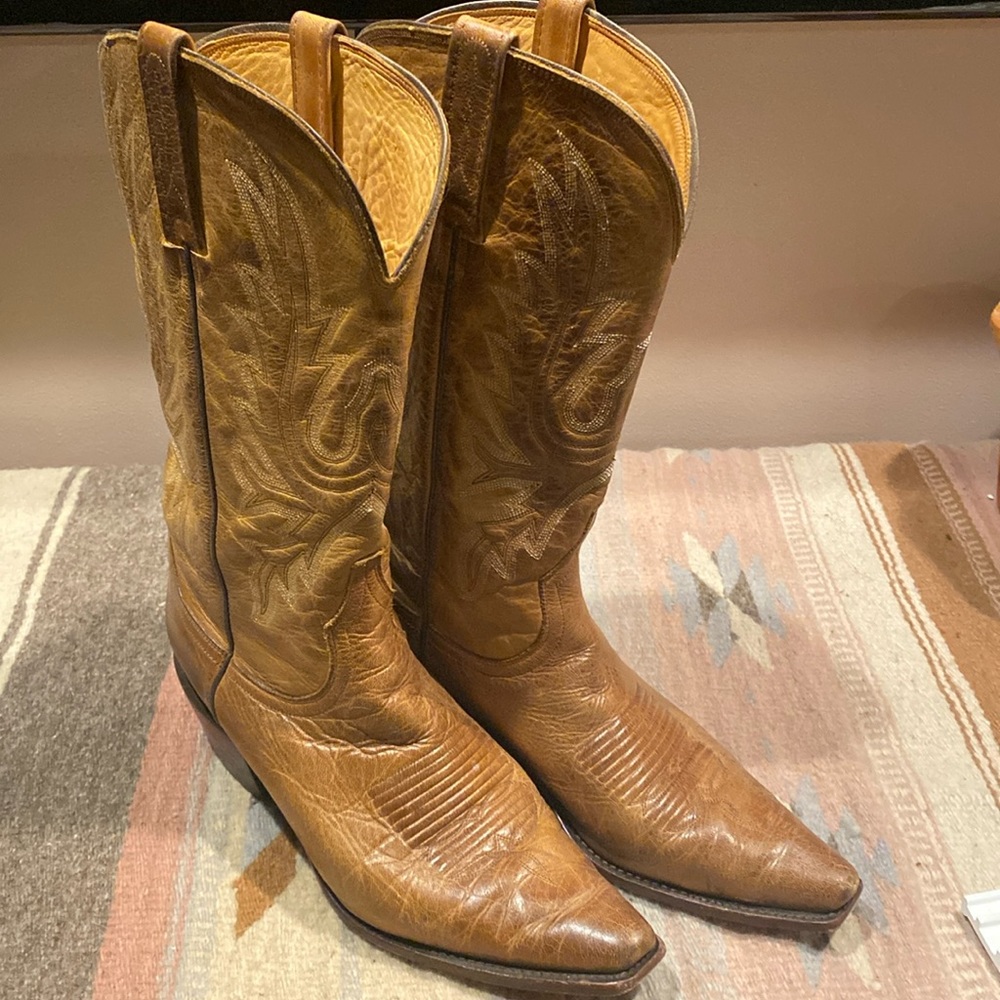 Charlie 1 Horse Western Boots by Lucchese, Tan, Handcrafted in Brazil 9B
